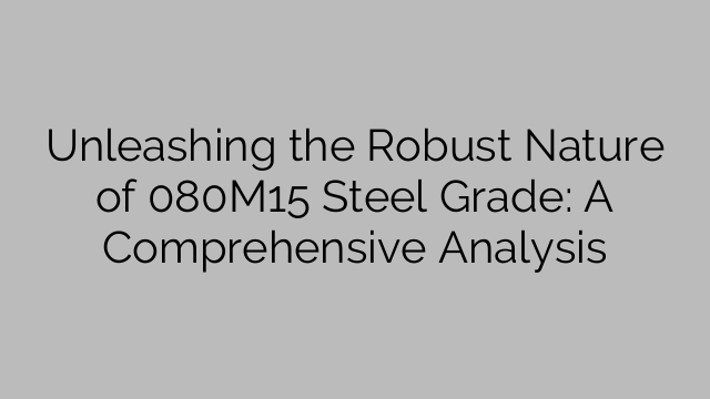 Unleashing the Robust Nature of 080M15 Steel Grade: A Comprehensive Analysis